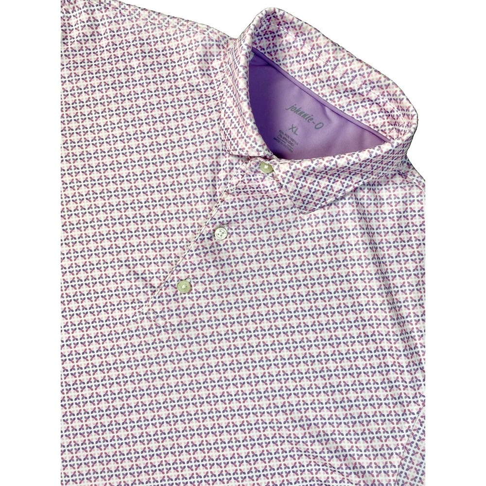 Johnnie-O Performance Golf Polo Shirt Mens XL Pink Purple Floral AOP- logo